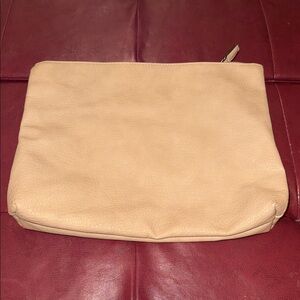 Free People Large pebbled Beige Faux Leather Clutch
